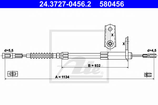 Ate 24.3727-0456.2 Parking brake cable left 24372704562