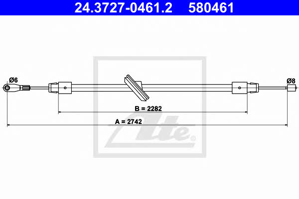 Ate 24.3727-0461.2 Cable Pull, parking brake 24372704612