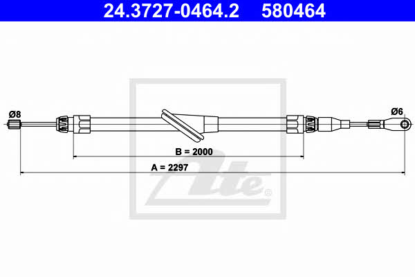 Ate 24.3727-0464.2 Cable Pull, parking brake 24372704642