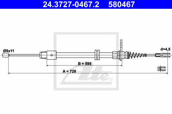 Ate 24.3727-0467.2 Cable Pull, parking brake 24372704672