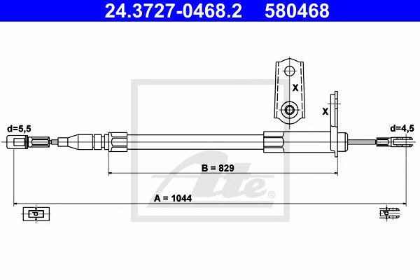 Ate 24.3727-0468.2 Parking brake cable left 24372704682