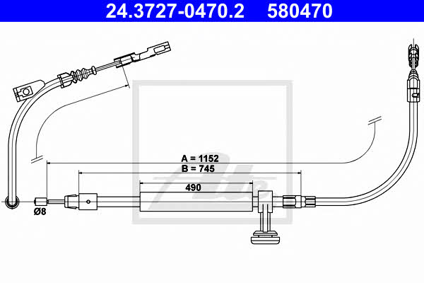 Ate 24.3727-0470.2 Cable Pull, parking brake 24372704702