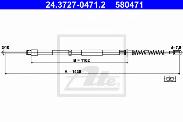Ate 24.3727-0471.2 Cable Pull, parking brake 24372704712