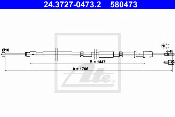 Ate 24.3727-0473.2 Cable Pull, parking brake 24372704732