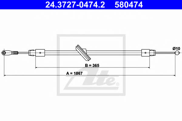 Ate 24.3727-0474.2 Cable Pull, parking brake 24372704742