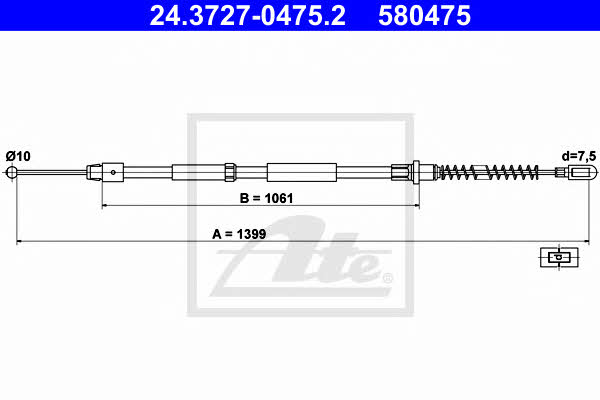 Ate 24.3727-0475.2 Cable Pull, parking brake 24372704752