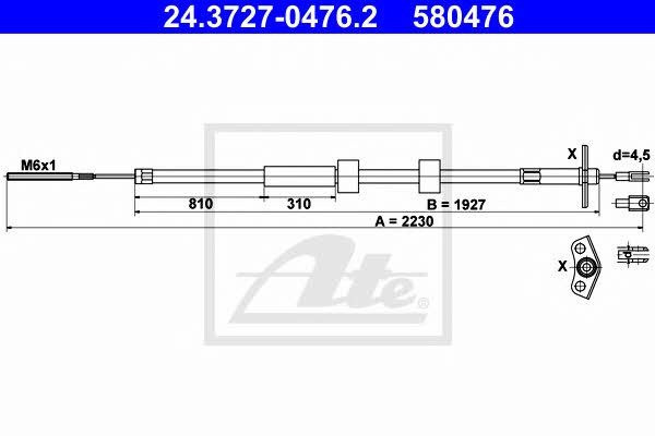 Ate 24.3727-0476.2 Parking brake cable left 24372704762