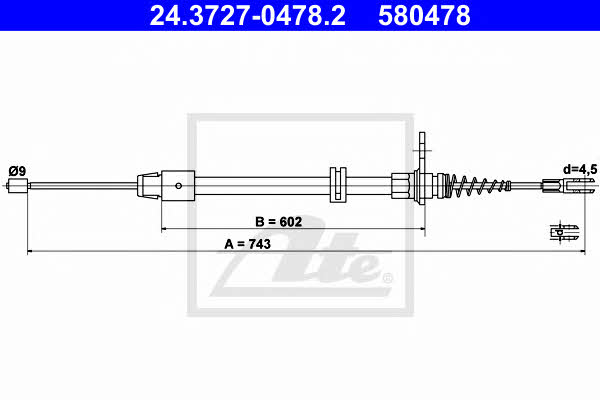 Ate 24.3727-0478.2 Cable Pull, parking brake 24372704782