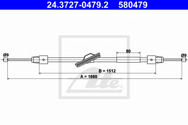 Ate 24.3727-0479.2 Cable Pull, parking brake 24372704792
