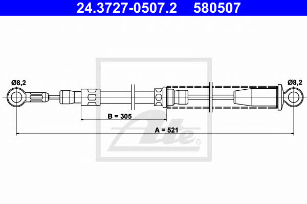 Ate 24.3727-0507.2 Parking brake cable left 24372705072