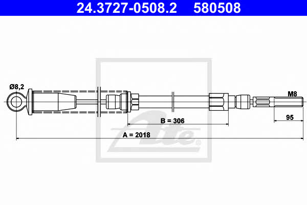 Ate 24.3727-0508.2 Parking brake cable, right 24372705082