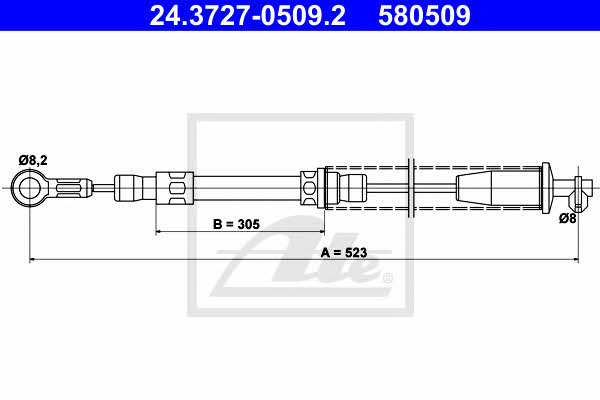 Ate 24.3727-0509.2 Parking brake cable left 24372705092