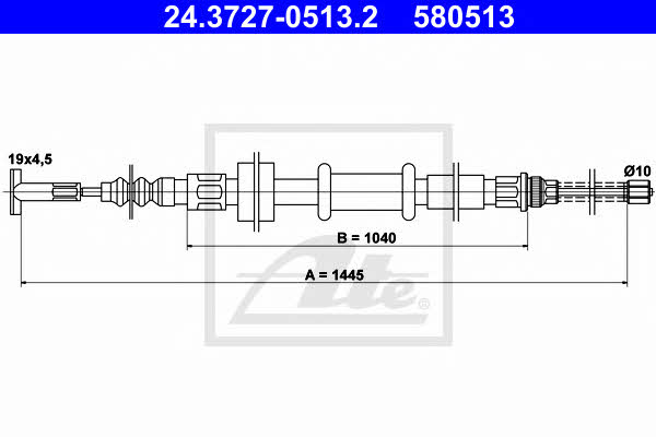 Ate 24.3727-0513.2 Parking brake cable left 24372705132