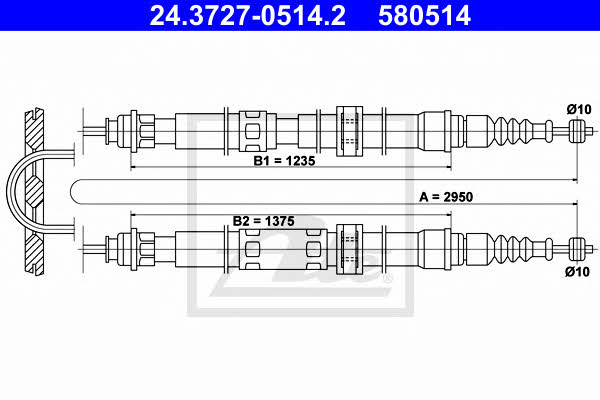 Ate 24.3727-0514.2 Cable Pull, parking brake 24372705142