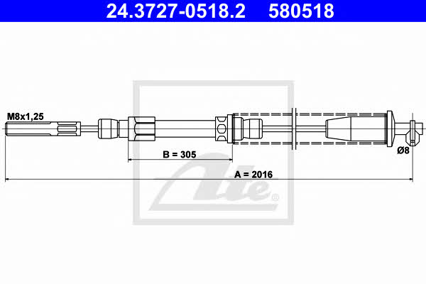 Ate 24.3727-0518.2 Parking brake cable, right 24372705182