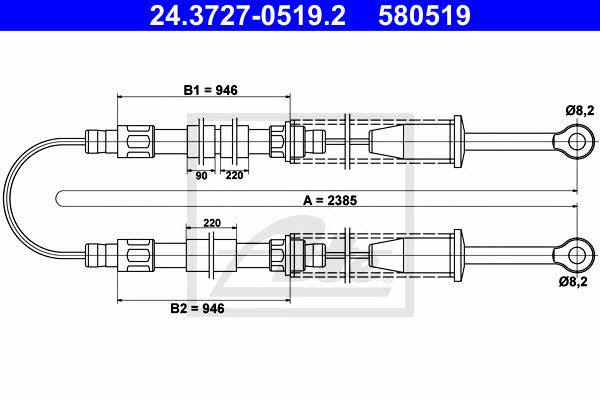 Ate 24.3727-0519.2 Cable Pull, parking brake 24372705192