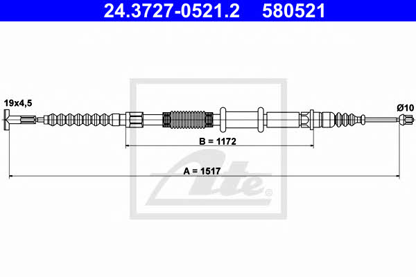 Ate 24.3727-0521.2 Parking brake cable left 24372705212