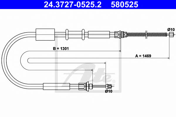 Ate 24.3727-0525.2 Parking brake cable, right 24372705252