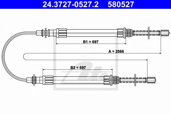Ate 24.3727-0527.2 Cable Pull, parking brake 24372705272