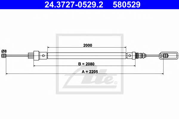 Ate 24.3727-0529.2 Parking brake cable, right 24372705292