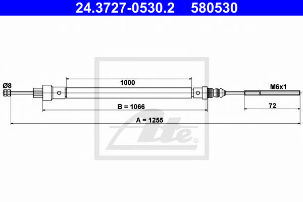 Ate 24.3727-0530.2 Parking brake cable left 24372705302