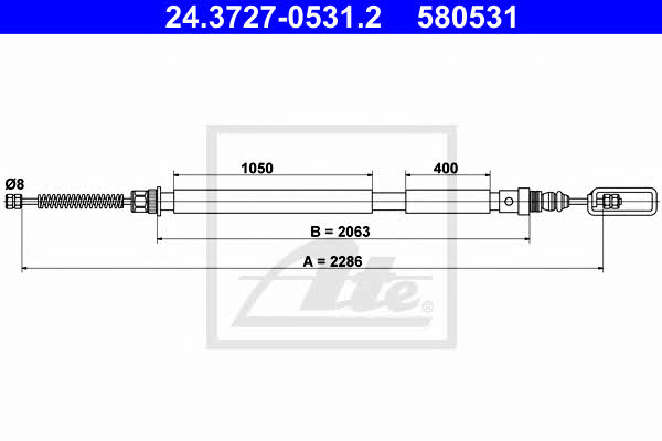 Ate 24.3727-0531.2 Parking brake cable, right 24372705312