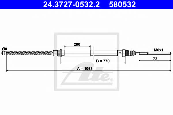 Ate 24.3727-0532.2 Cable Pull, parking brake 24372705322