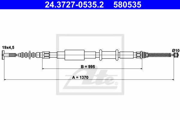 Ate 24.3727-0535.2 Parking brake cable, right 24372705352