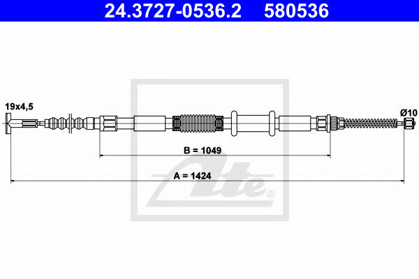 Ate 24.3727-0536.2 Parking brake cable left 24372705362