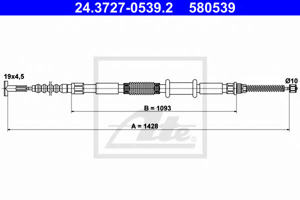 Ate 24.3727-0539.2 Parking brake cable left 24372705392