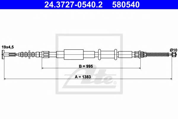 Ate 24.3727-0540.2 Parking brake cable, right 24372705402