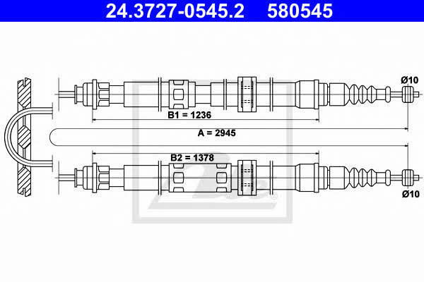 Ate 24.3727-0545.2 Cable Pull, parking brake 24372705452