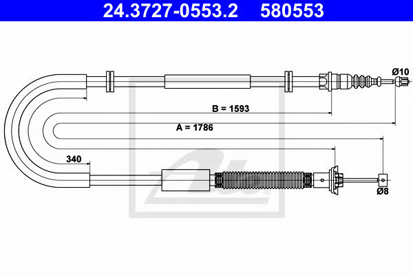 Ate 24.3727-0553.2 Parking brake cable left 24372705532 24372705532 Ate Parking brake cable left