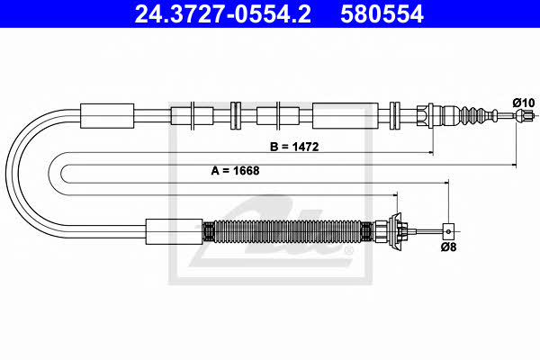 Ate 24.3727-0554.2 Parking brake cable, right 24372705542