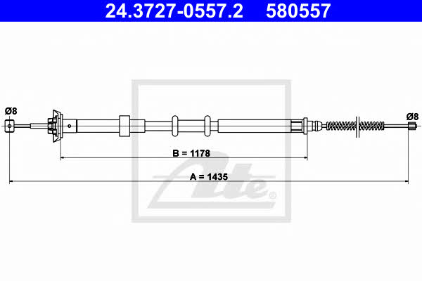 Ate 24.3727-0557.2 Cable Pull, parking brake 24372705572