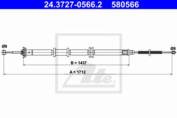 Ate 24.3727-0566.2 Parking brake cable left 24372705662