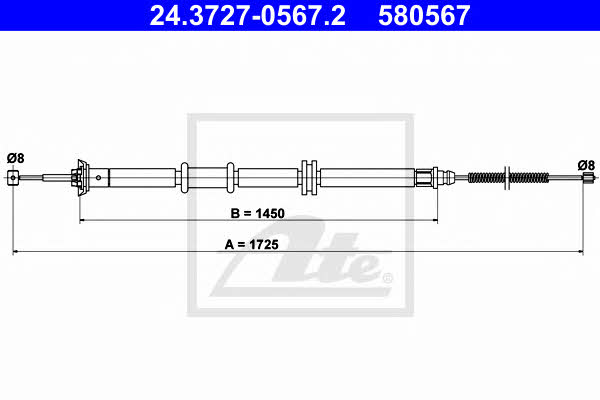 Ate 24.3727-0567.2 Parking brake cable, right 24372705672