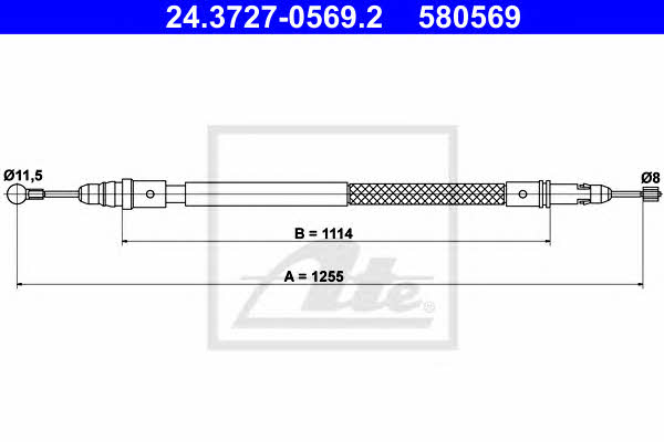 Ate 24.3727-0569.2 Cable Pull, parking brake 24372705692