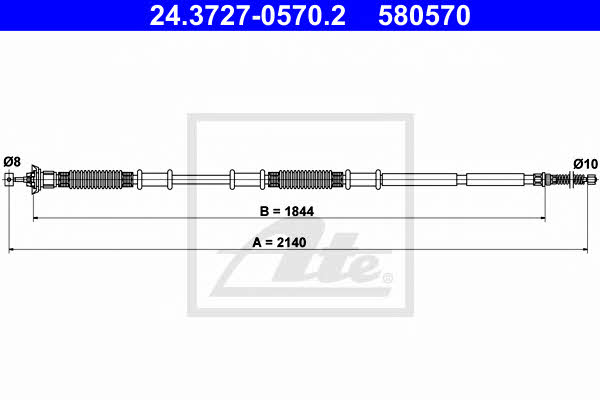 Ate 24.3727-0570.2 Cable Pull, parking brake 24372705702
