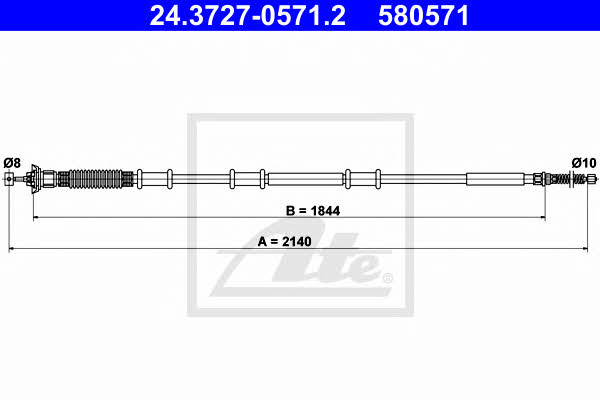 Ate 24.3727-0571.2 Parking brake cable left 24372705712
