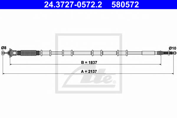 Ate 24.3727-0572.2 Cable Pull, parking brake 24372705722