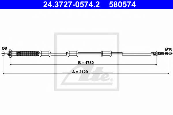 Ate 24.3727-0574.2 Parking brake cable left 24372705742