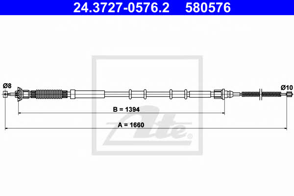 Ate 24.3727-0576.2 Parking brake cable, right 24372705762