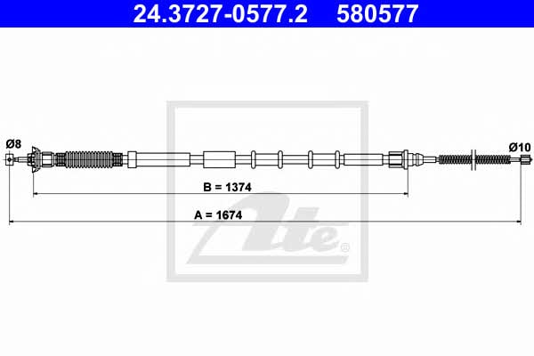 Ate 24.3727-0577.2 Parking brake cable left 24372705772