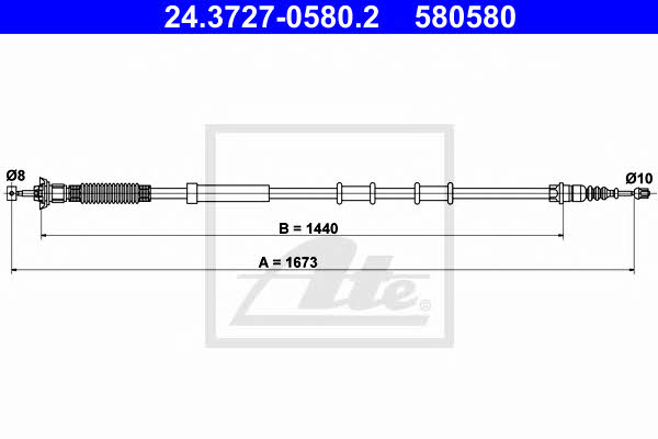 Ate 24.3727-0580.2 Parking brake cable, right 24372705802