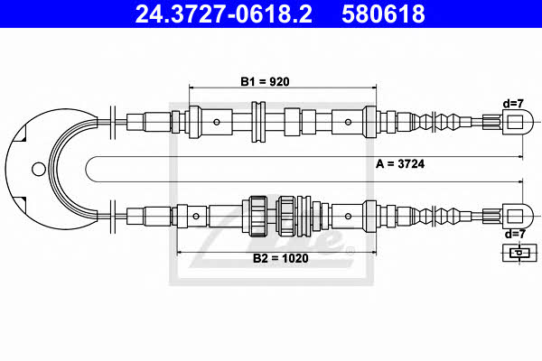 Ate 24.3727-0618.2 Cable Pull, parking brake 24372706182