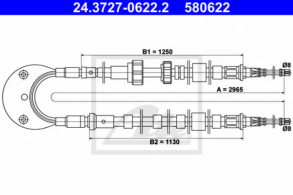 Ate 24.3727-0622.2 Cable Pull, parking brake 24372706222