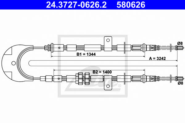 Ate 24.3727-0626.2 Cable Pull, parking brake 24372706262