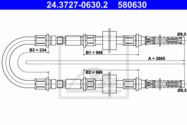 Ate 24.3727-0630.2 Cable Pull, parking brake 24372706302