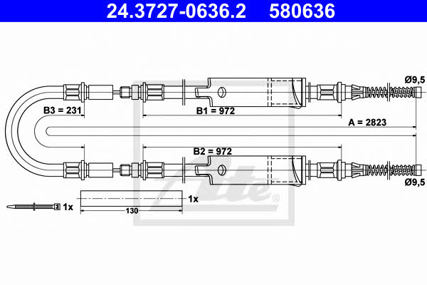 Ate 24.3727-0636.2 Cable Pull, parking brake 24372706362